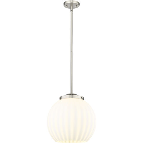 Franklin Restoration White Venetian 1 Light 13.75 inch Brushed Satin Nickel Stem Hung Pendant Ceiling Light