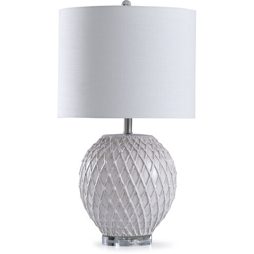 StyleCraft Home Collection Tabitha 13 inch 150 watt White and Gray Quilted Ceramic Table Lamp Portable Light L319146DS - Open Box