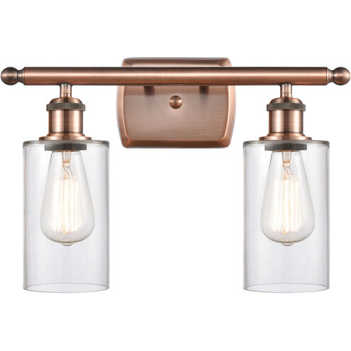 Ballston Clymer LED 16 inch Antique Copper Bath Vanity Light Wall Light in Clear Glass, Ballston