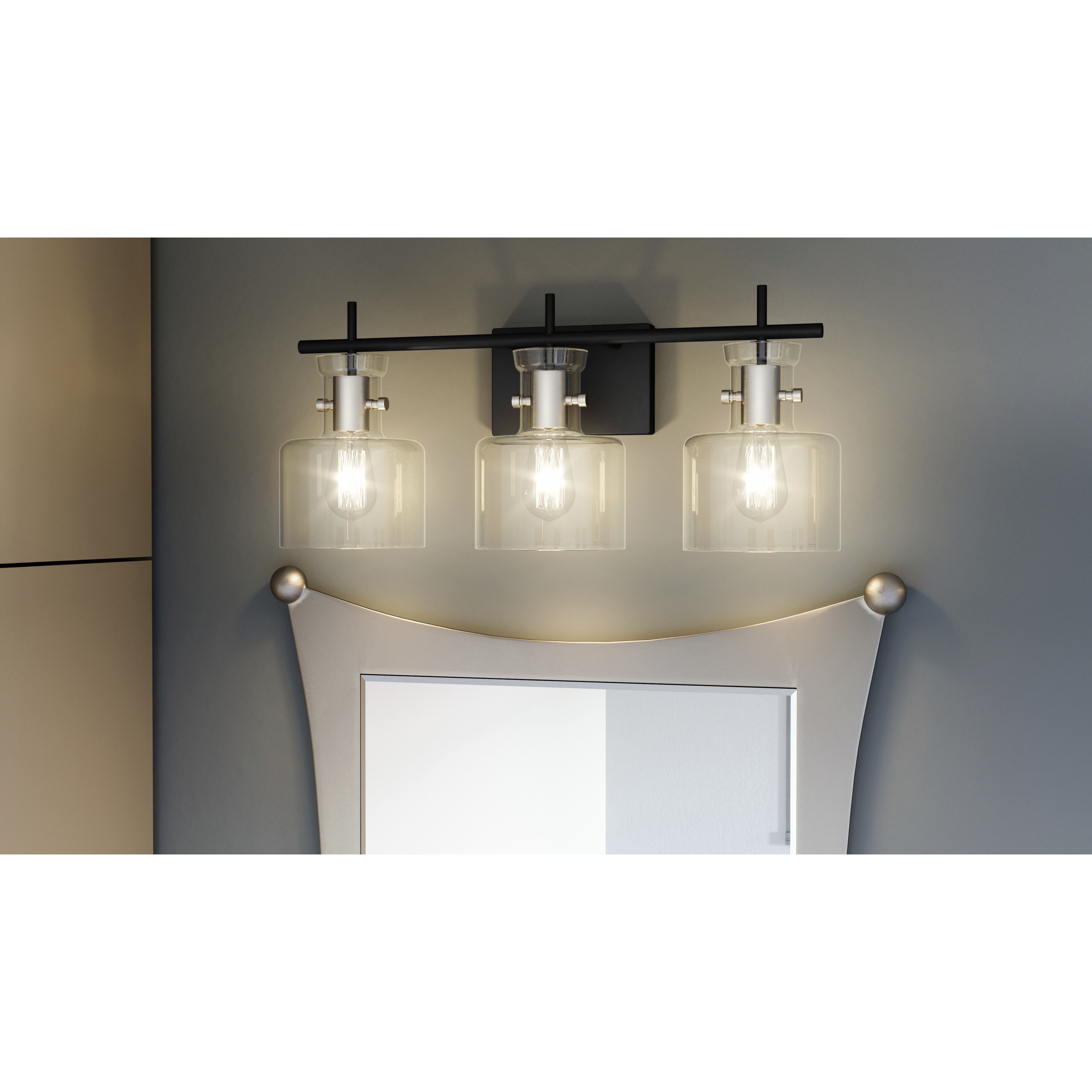 Pensbury 3 Light 24 inch Matte Black Bath Light Wall Light