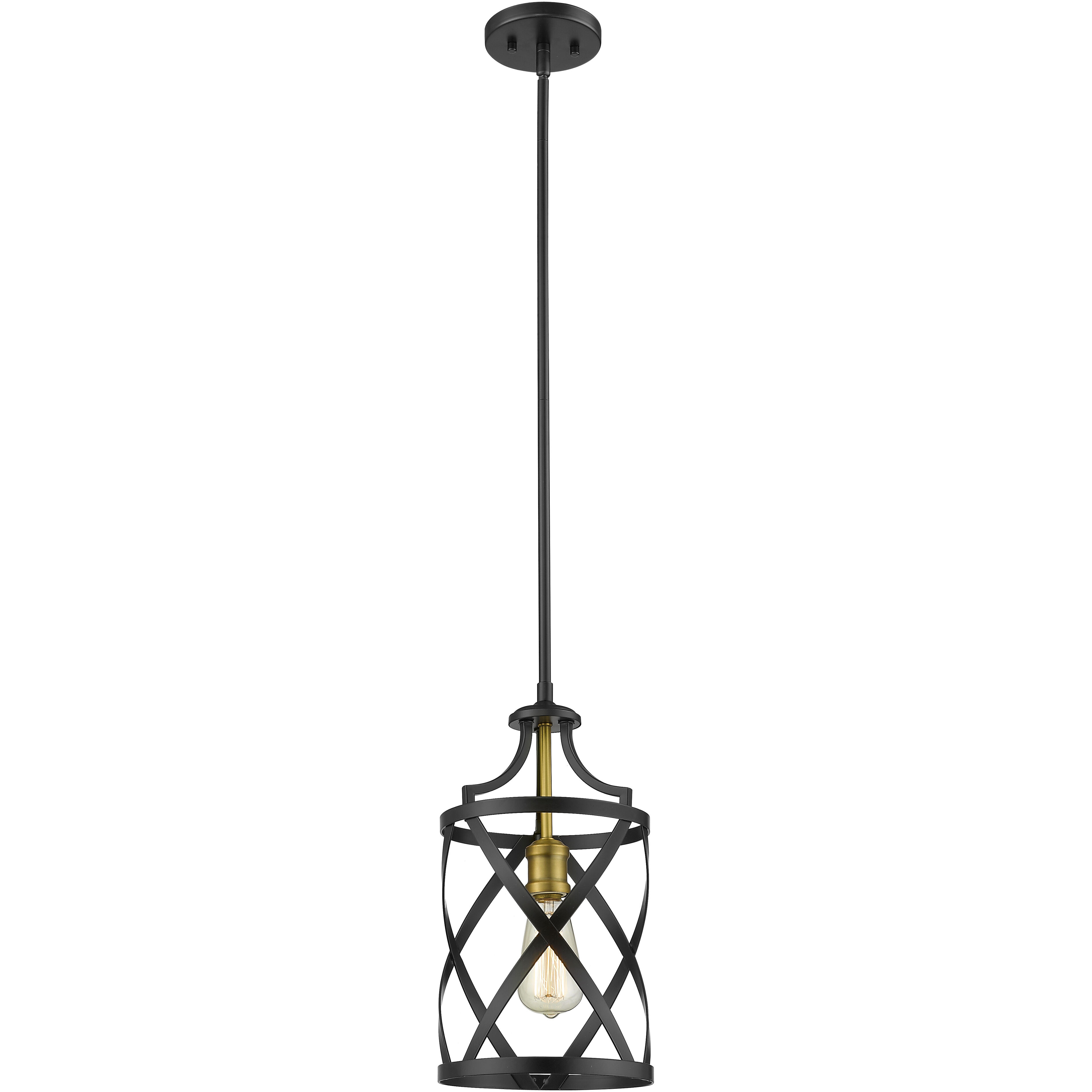 Malcalester 1 Light 8 inch Matte Black and Olde Brass Pendant Ceiling Light