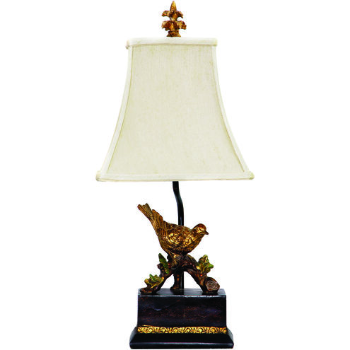 Perching Robin 21 inch 60 watt Antique Black Table Lamp Portable Light
