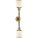 Franklin Restoration Small Bell 2 Light 16 inch Brushed Brass Bath Vanity Light Wall Light in Matte White Glass, Franklin Restoration