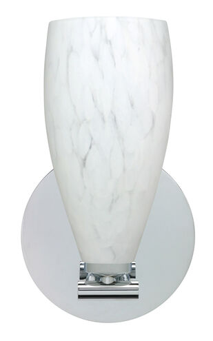 Karli 1 Light 5 inch Polished Nickel Wall Sconce Wall Light in Halogen, Carrera Glass