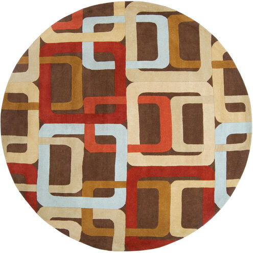 Forum 96 inch Red and Brown Area Rug, Wool