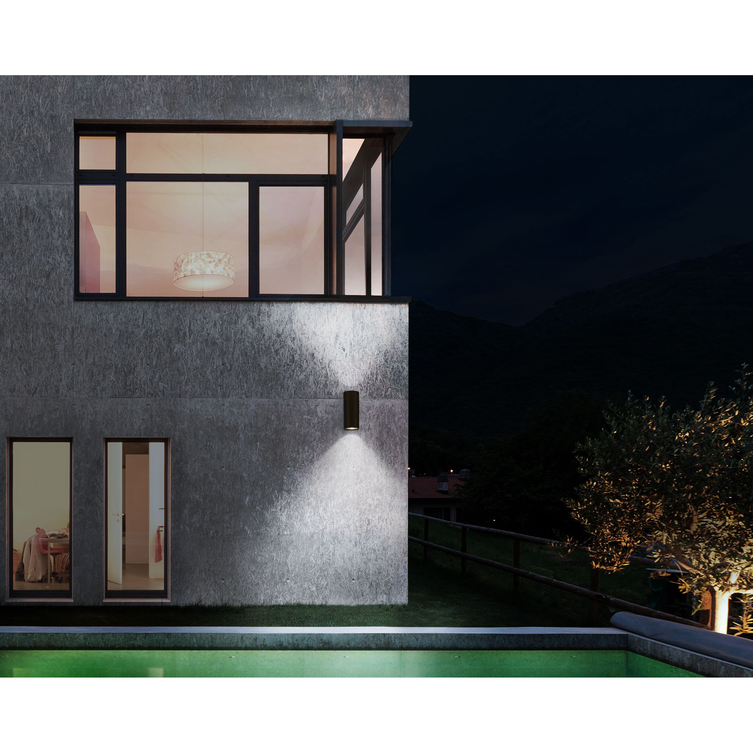 Outdoor Cylinder LED 13 inch Silver Outdoor Wall Sconce