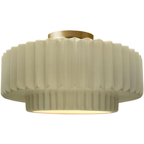 Radiance 1 Light 14.5 inch Vanilla Gloss and Brushed Brass Semi Flush Ceiling Light