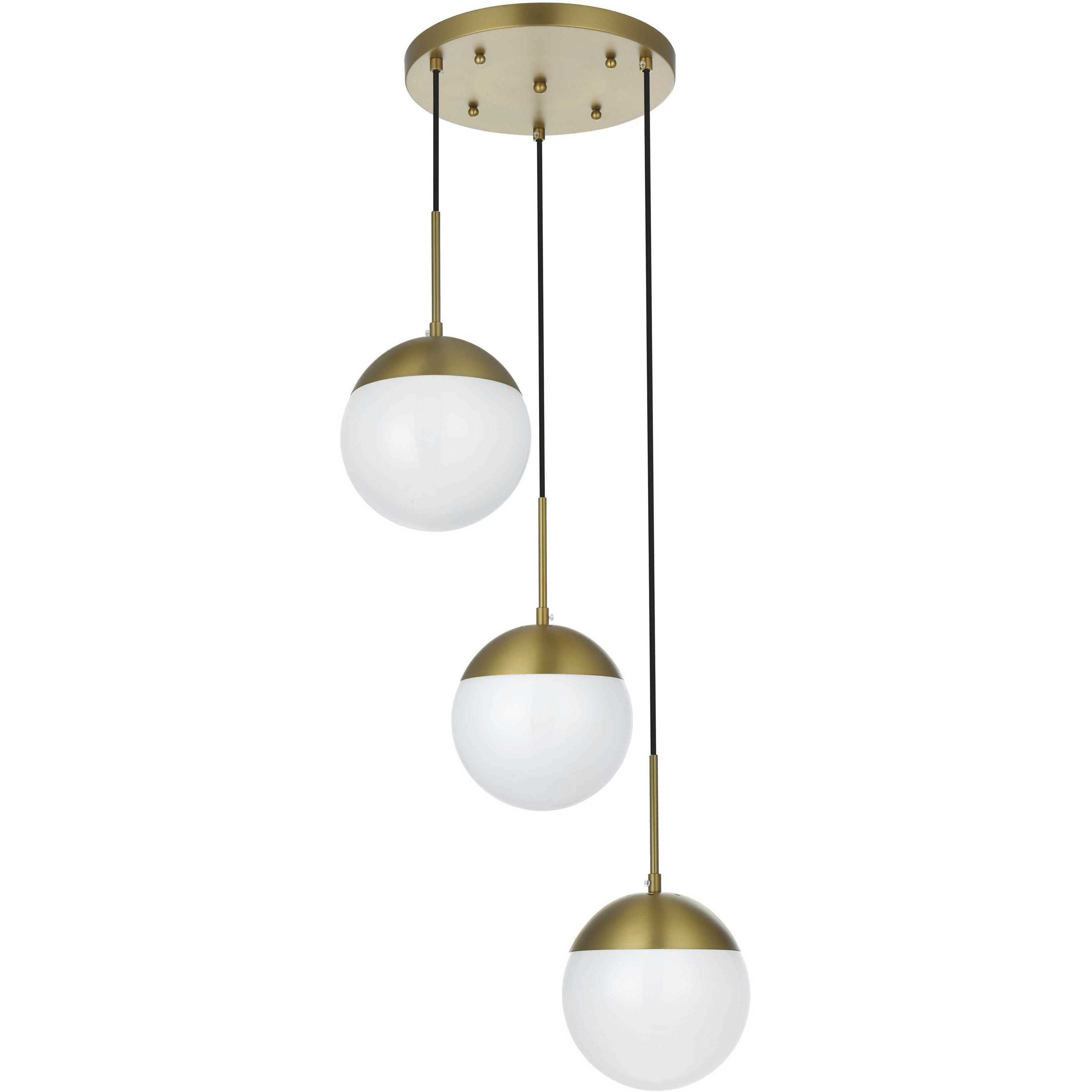 Eclipse 3 Light 18 inch Satin Gold Pendant Ceiling Light