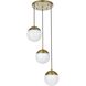 Eclipse 3 Light 18 inch Satin Gold Pendant Ceiling Light