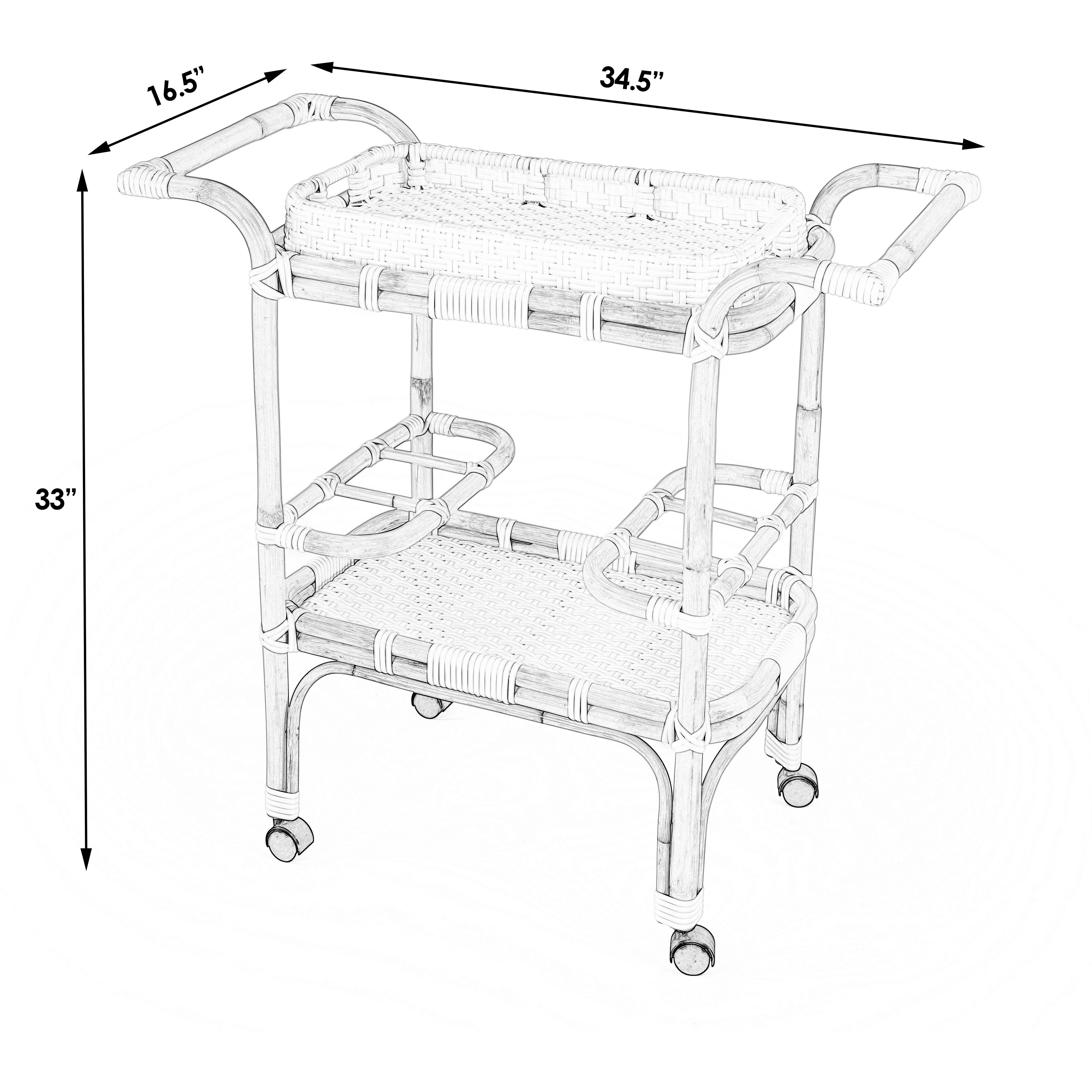 Selena Grey & Rattan Bar Cart in Gray and White,Natural