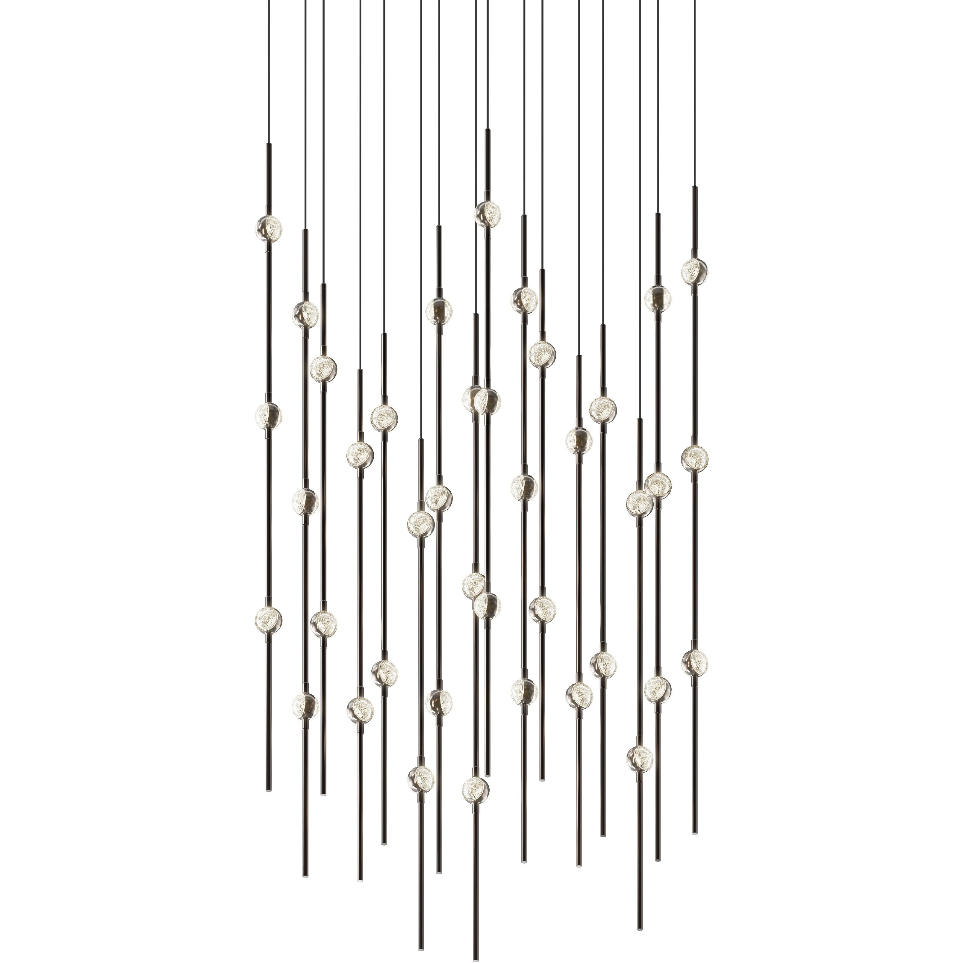 Constellation Aries LED 21.5 inch Espresso Black Pendant Ceiling Light in 2700K, 20 ft. Cord, Clear Faceted Acrylic