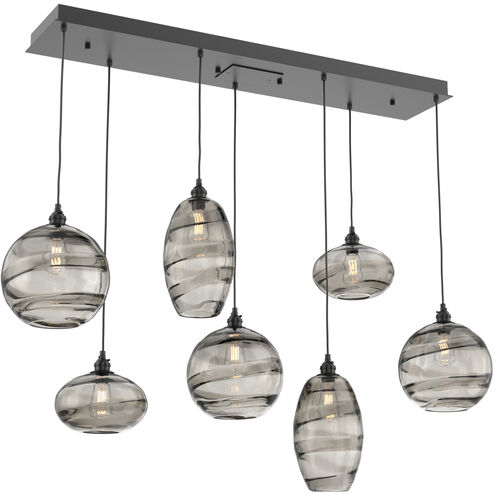 Misto 7 Light 48.4 inch Matte Black Linear Pendant Ceiling Light in Misto Smoke, Multi-Port