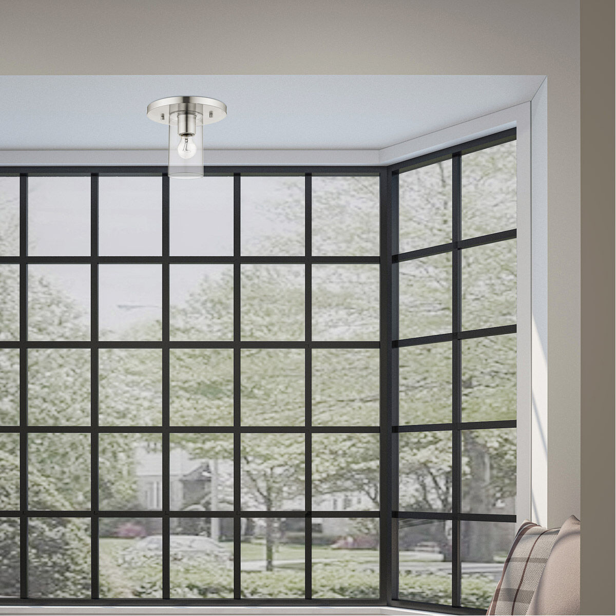 Zurich 1 Light 9 inch Brushed Nickel Flush Mount Ceiling Light