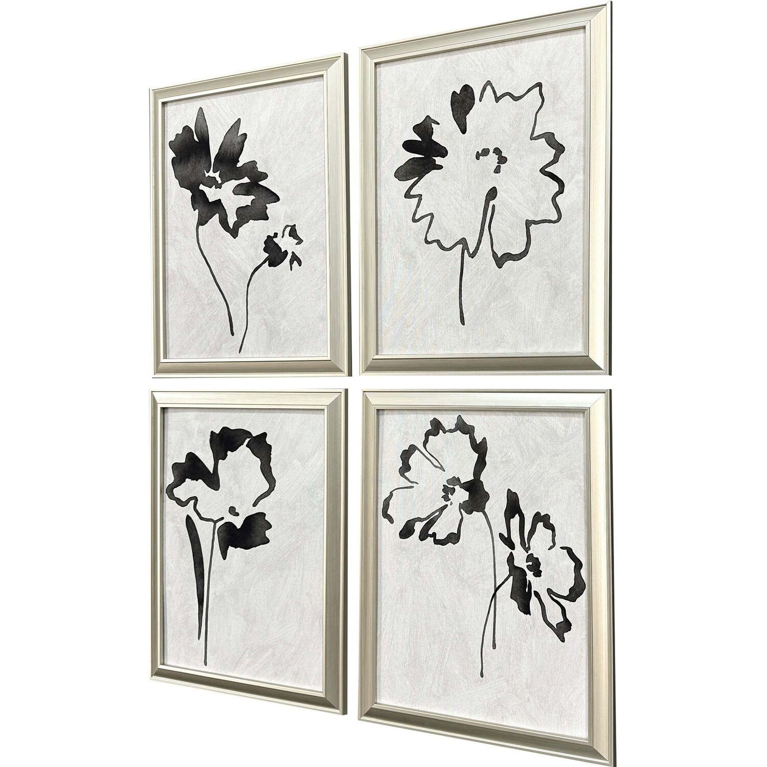 Botanical Silhouettes Black and Beige and Neutral and Multi Framed Art, Propac