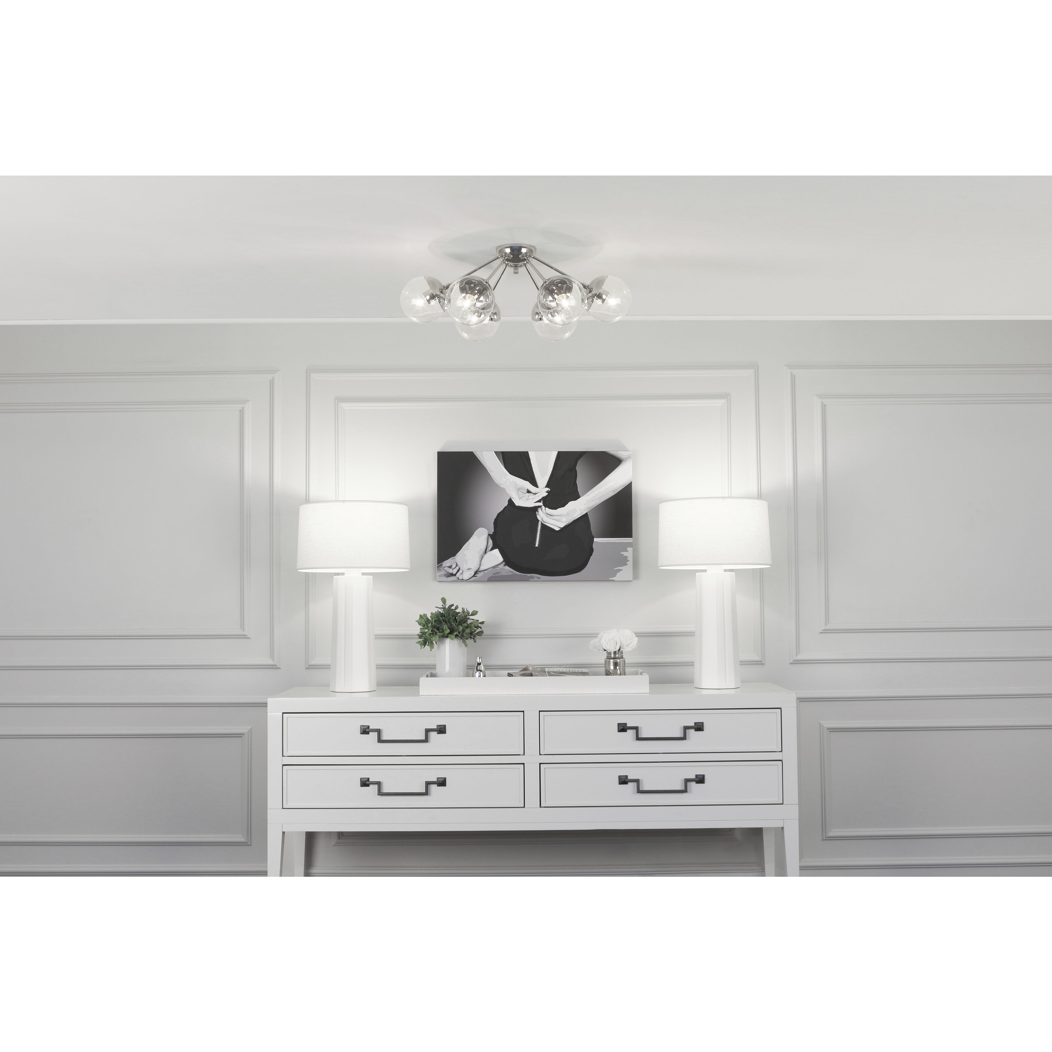 Celeste 6 Light 17 inch Polished Nickel Flushmount Ceiling Light