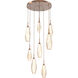 Aalto LED 27.4 inch Burnished Bronze Chandelier Ceiling Light in 3000K LED, Optic Rib Amber, Round Multi-Port