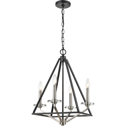 Raleigh 4 Light 18 inch Black Satin Nickel Mini Chandelier Ceiling Light in Incandescent