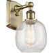 Ballston Belfast 1 Light 6 inch Antique Brass Sconce Wall Light in Incandescent, Clear Crackle Glass, Ballston