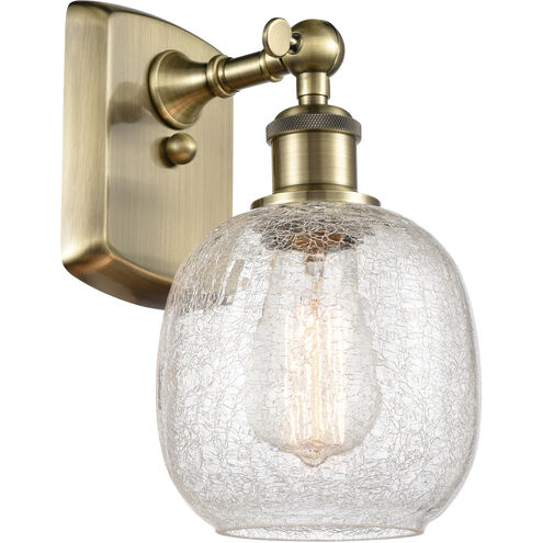 Ballston Belfast 1 Light 6 inch Antique Brass Sconce Wall Light in Incandescent, Clear Crackle Glass, Ballston