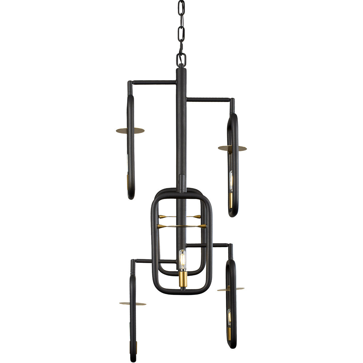 Bar None 6 Light 16 inch Aged Gold and Rustic Bronze Foyer Pendant Ceiling Light