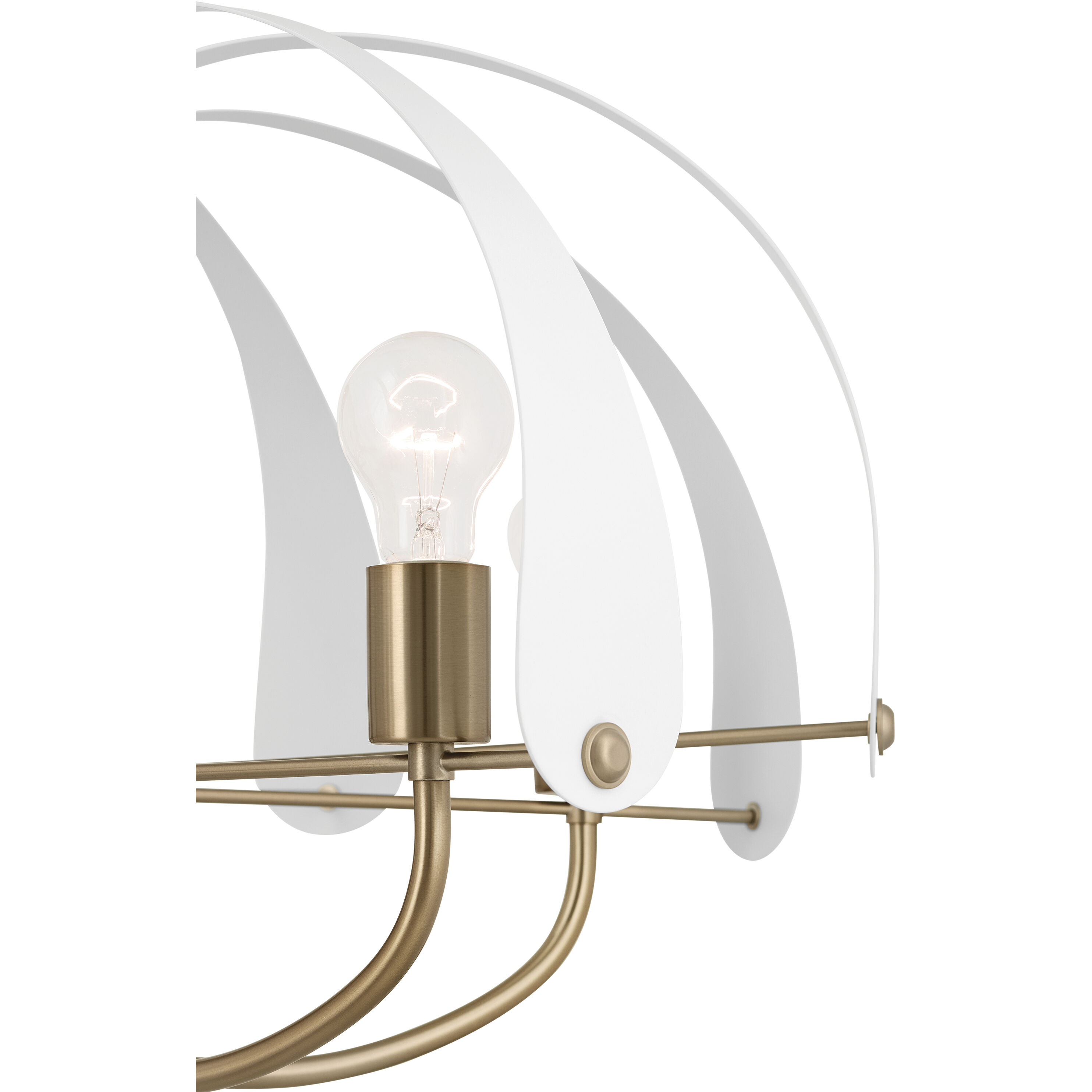 Petal LED 31 inch Champange White Chandelier Ceiling Light