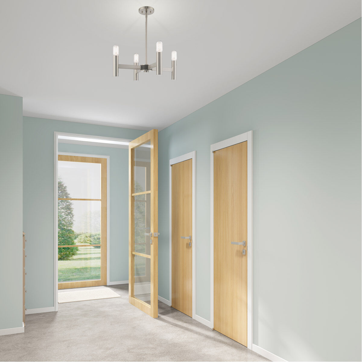 Copenhagen 4 Light 20 inch Brushed Nickel Mini Chandelier Ceiling Light