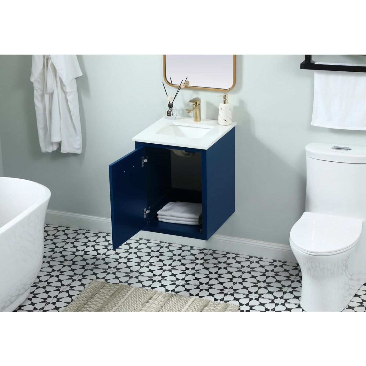 Cyrus 19 X 18 X 33.5 inch Blue Vanity Sink Set