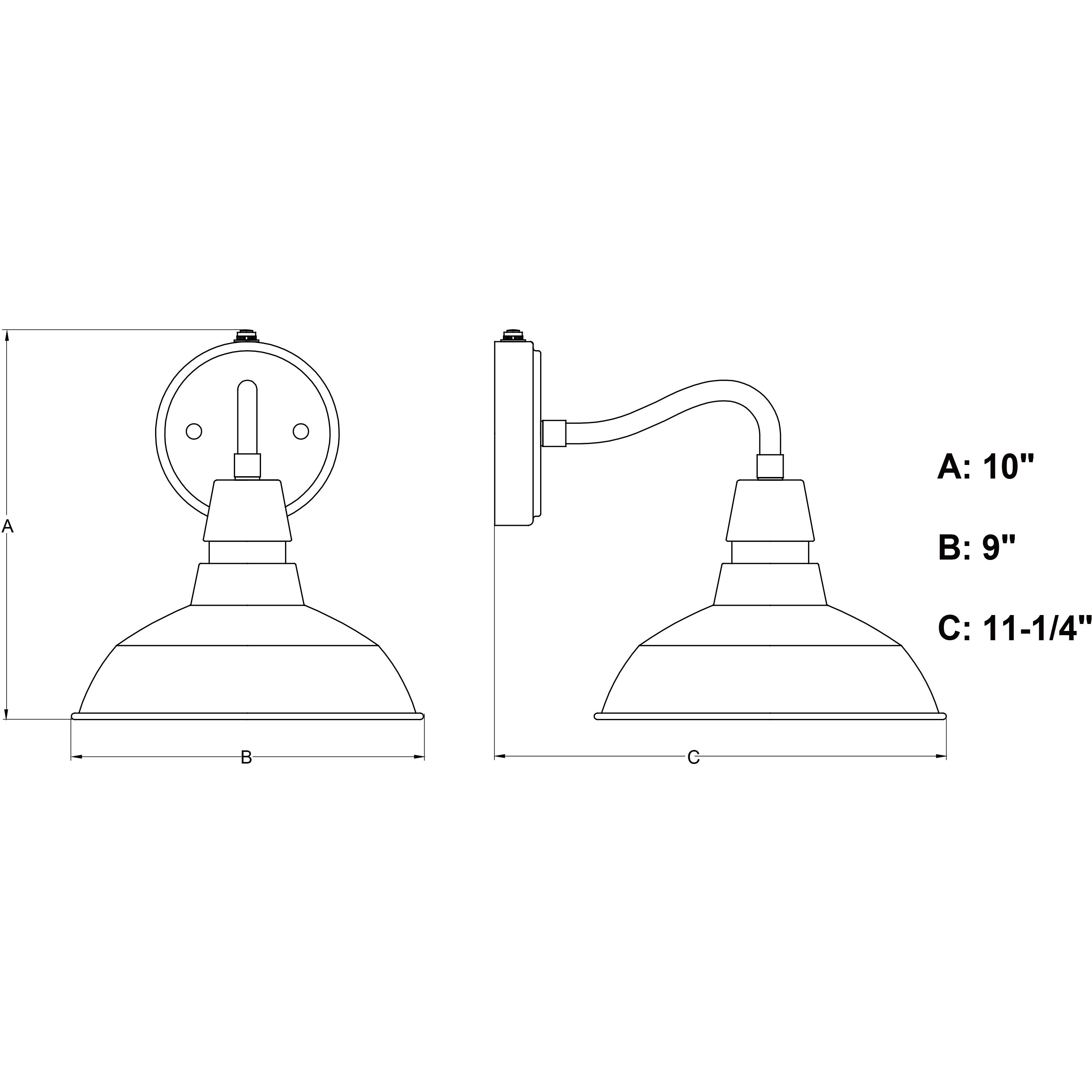 Buena Park LED 10 inch Black and Vintage Black with Matte White Inner Outdoor Wall