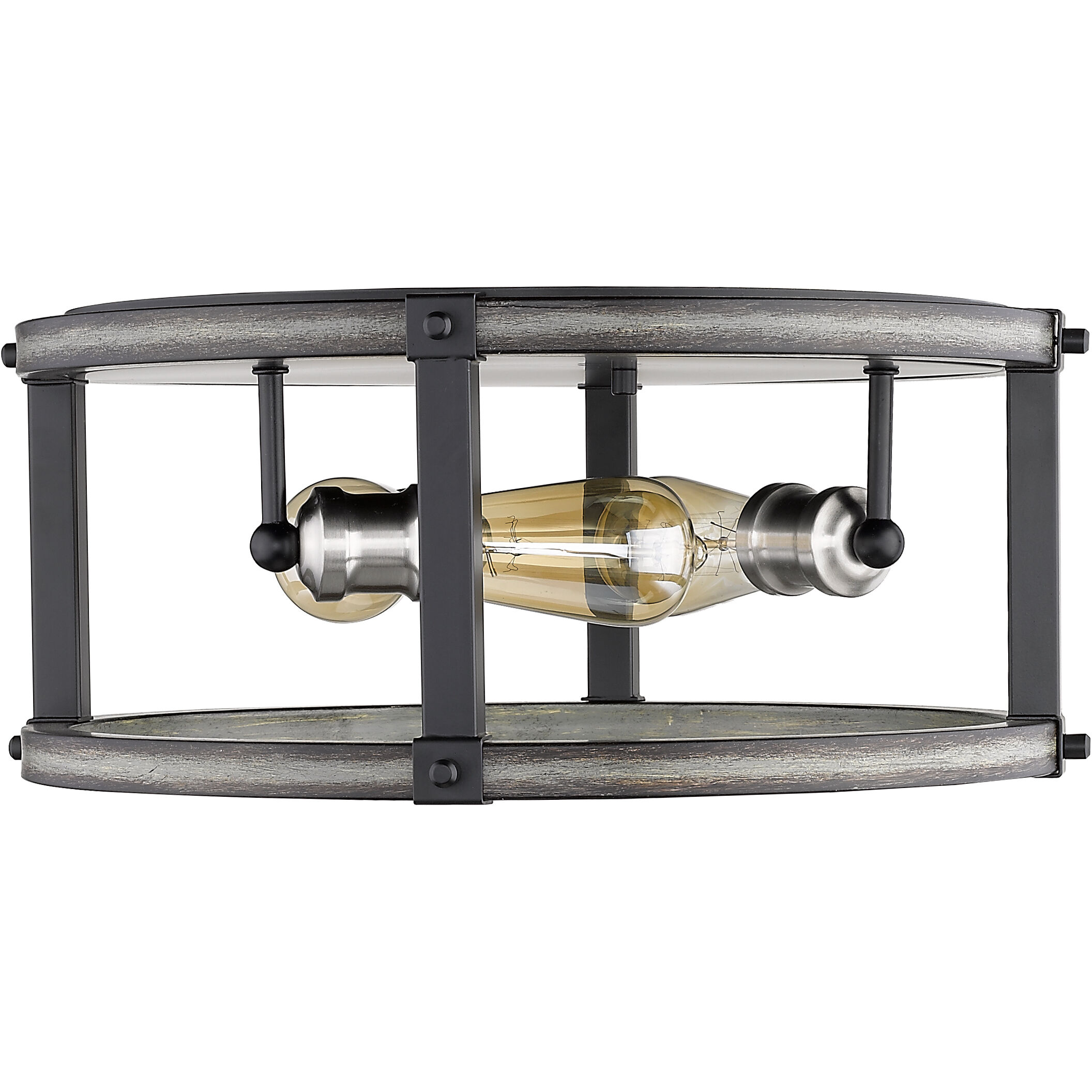Kirkland 3 Light 16.25 inch Ashen Barnboard Flush Mount Ceiling Light