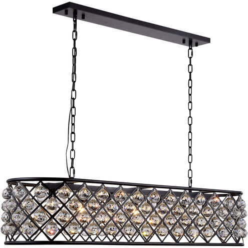 Madison 7 Light 50 inch Matte Black Island Pendant Ceiling Light in Clear, Faceted Royal Cut, Urban Classic