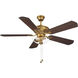 Modern 52 inch Natural Brass with White/Weathered Patina Blades Outdoor Ceiling Fan