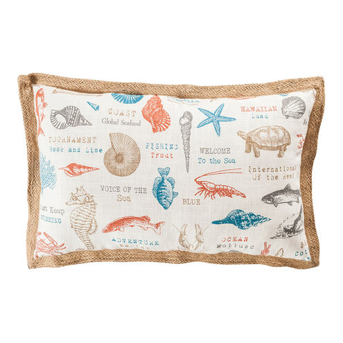Great Reef 26 X 5.5 inch Coral/Crema/Turquoise Pillow