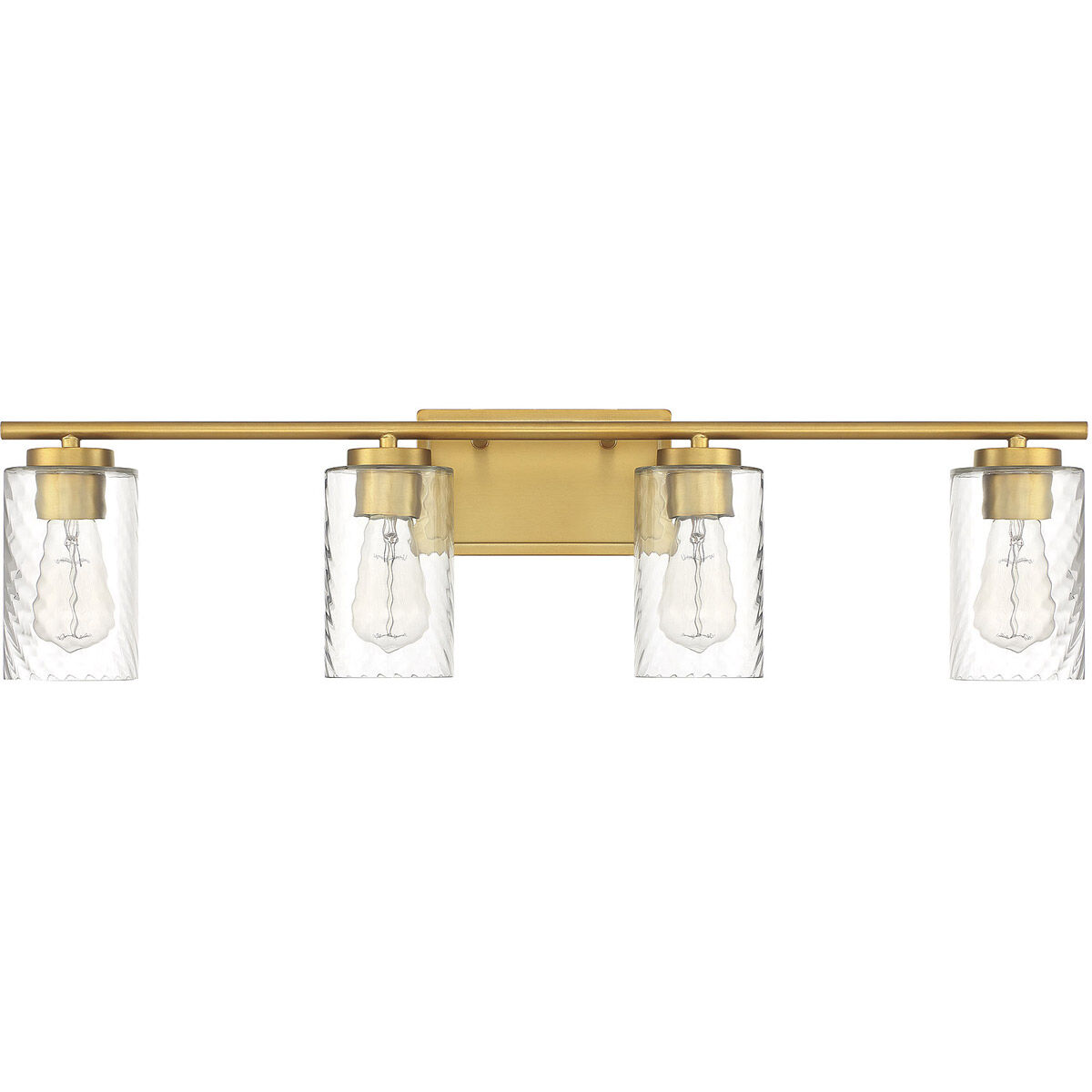 Transitional 4 Light 32 inch Natural Brass Bathroom Vanity Light Wall Light