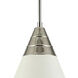 Hargreaves 1 Light 13.5 inch White and Polished Nickel Single Pendant Ceiling Light