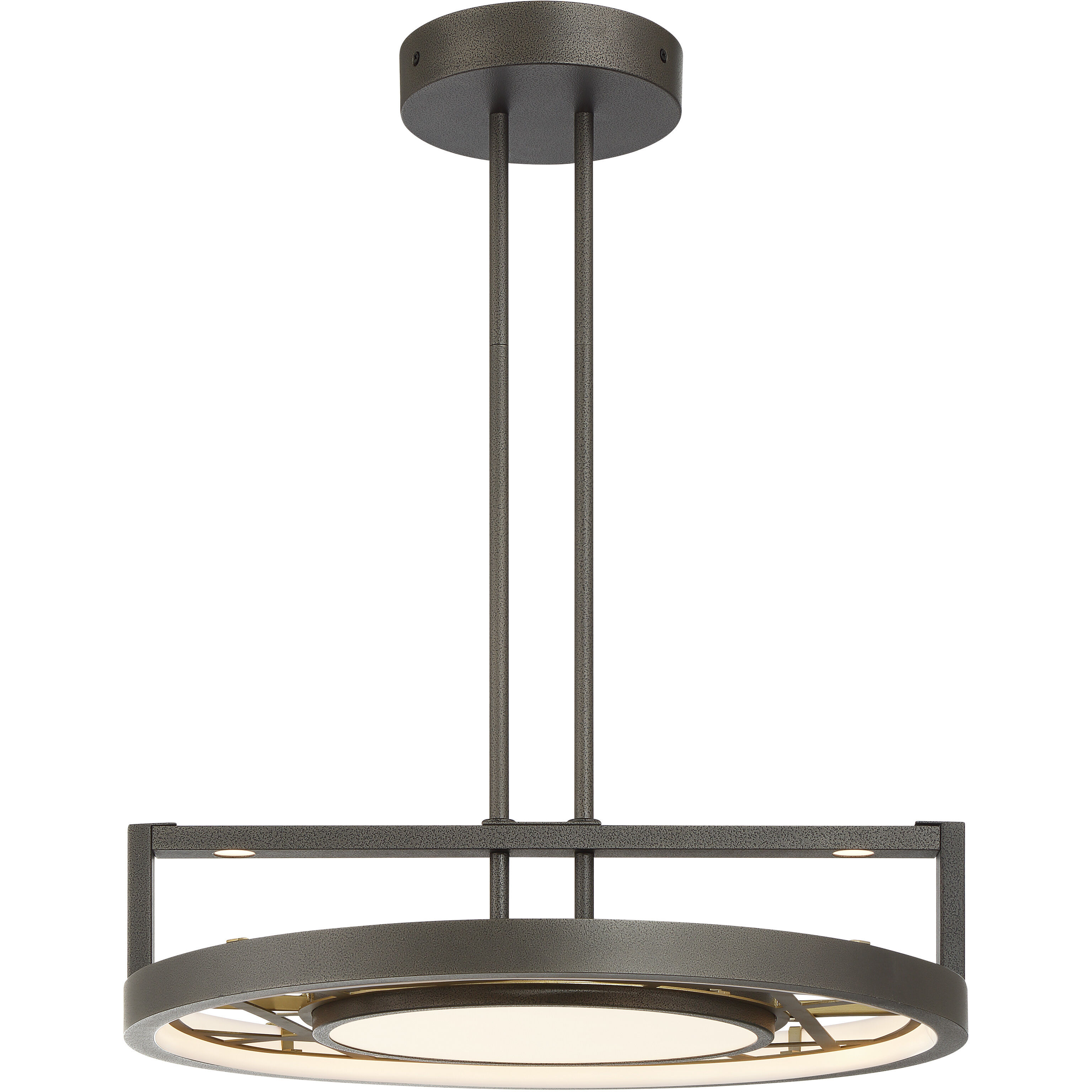 Tribeca LED 20 inch Smoked Iron And Soft Brass Semi Flush And Pendant Ceiling Light
