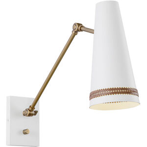 Brickell 1 Light 5.63 inch Matte White and Hazelnut Leather Bath Vanity Light Wall Light