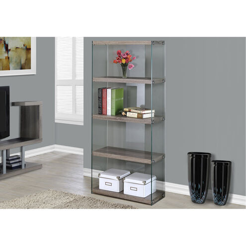 Doylestown Dark Taupe and Clear Bookcase