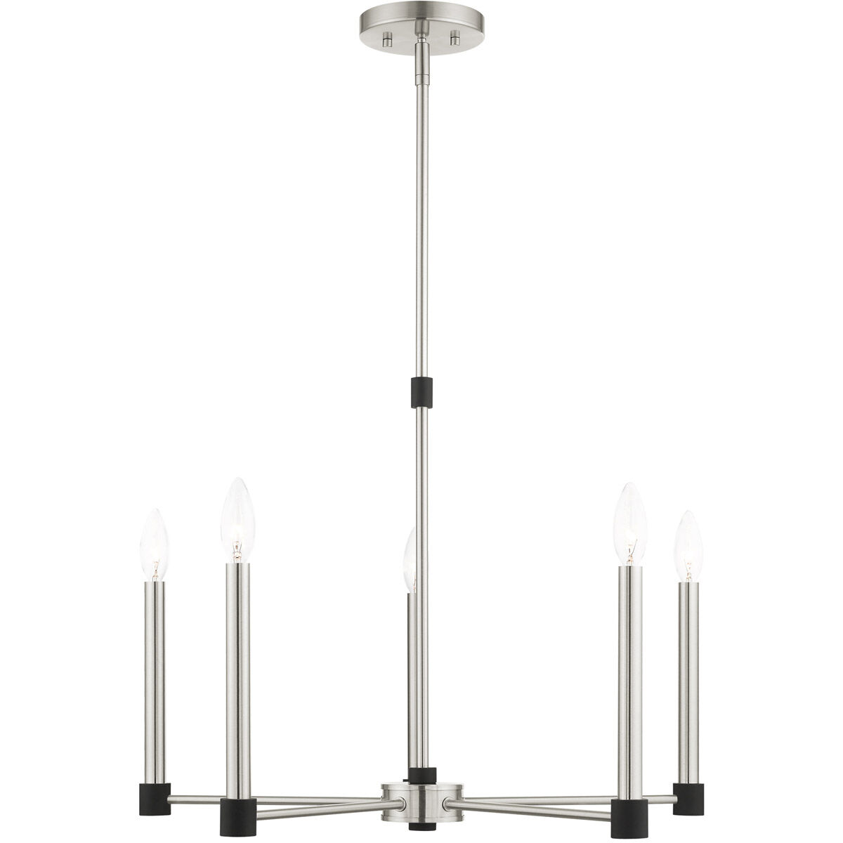 Karlstad 5 Light 24 inch Brushed Nickel with Satin Brass Accents Chandelier Ceiling Light