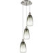 Ballston Brookhaven Almond 3 Light 12.5 inch Brushed Satin Nickel Multi Pendant Ceiling Light in Slate Glass