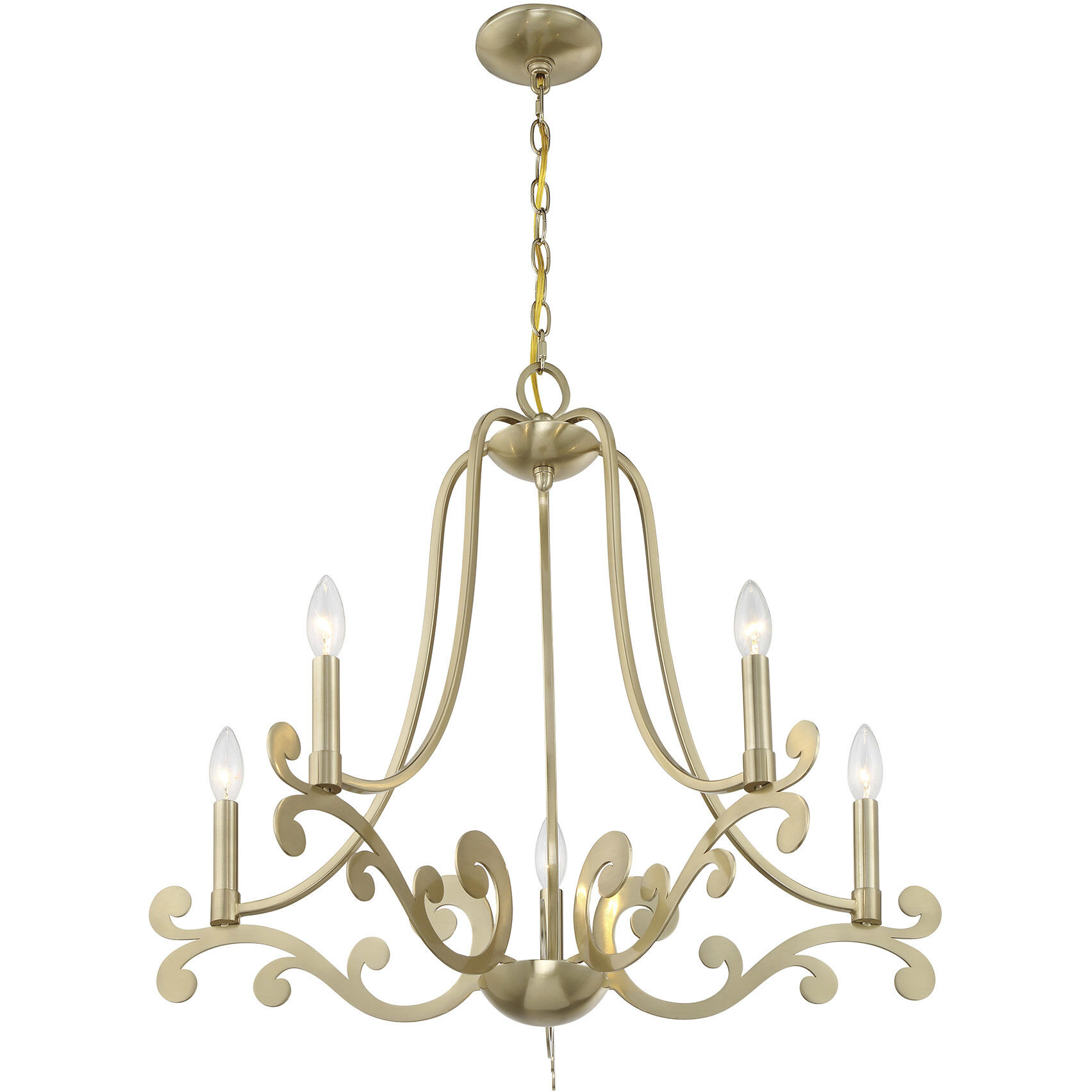 Lombard 5 Light 27 inch Noble Brass Chandelier Ceiling Light