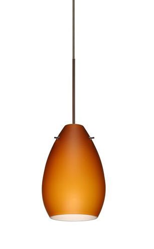 Pera LED Bronze Pendant Ceiling Light in Amber Matte Glass