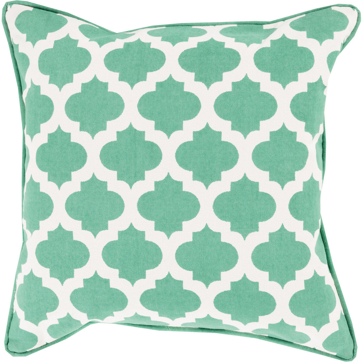 Morrocan Printed Lattice 22 inch Ivory, Emerald Pillow Kit