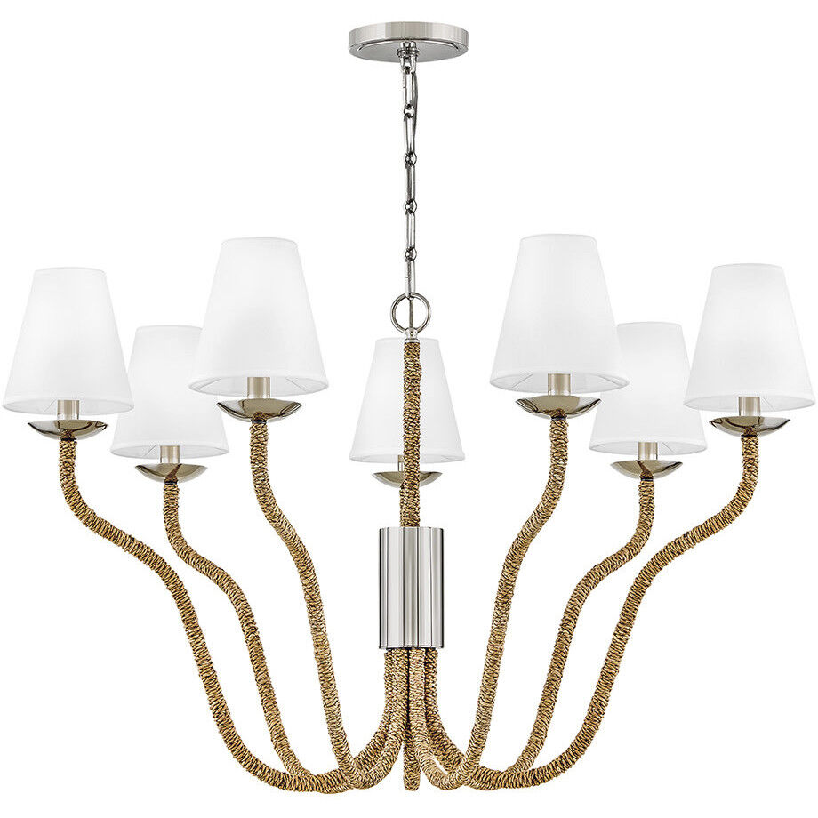 Harwich 7 Light 40 inch Polished Nickel with Natural Chandelier Ceiling Light
