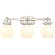 Newton Sphere 3 Light 27 inch Satin Nickel Bath Vanity Light Wall Light in Matte White Glass