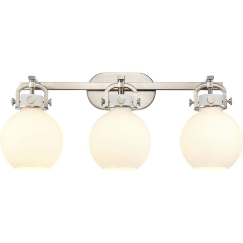 Newton Sphere 3 Light 27 inch Satin Nickel Bath Vanity Light Wall Light in Matte White Glass