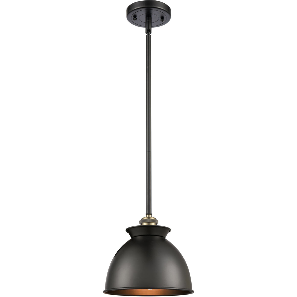 Ballston Adirondack LED 8 inch White and Polished Chrome Pendant Ceiling Light in Matte Black, Ballston
