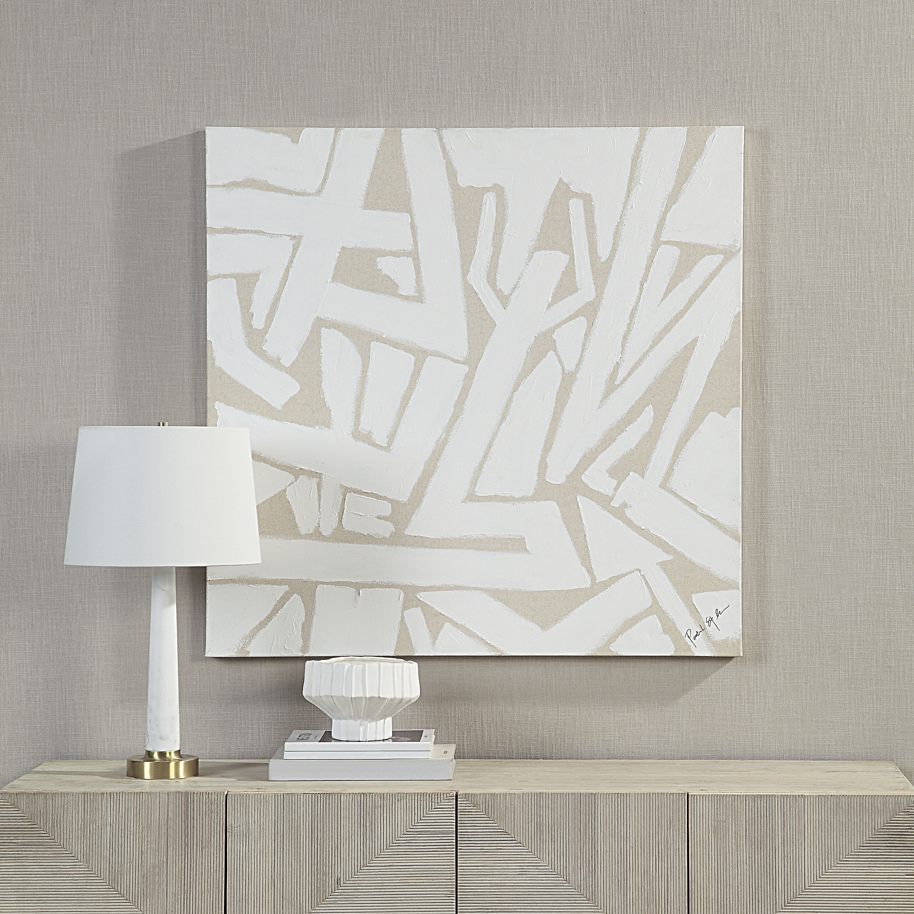 Bolzano White/Beige Canvas Art