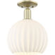 Arcadia White Venetian 1 Light 10 inch Antique Brass Semi-Flush Mount Ceiling Light