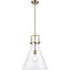 Downtown Urban Newton Cone 1 Light 14 inch Brushed Brass Pendant Ceiling Light in Clear Glass