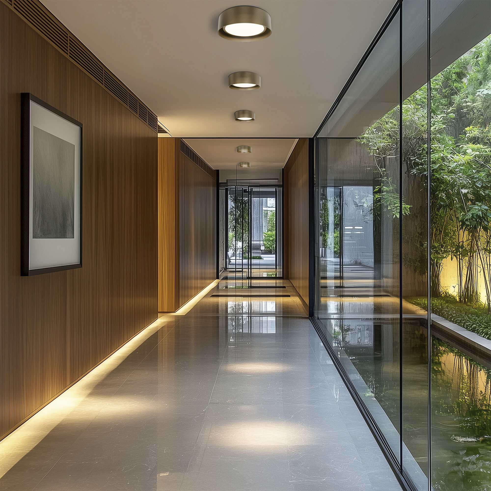 Grille LED 18 inch Black Flush Mount Ceiling Light in 4000K, dweLED